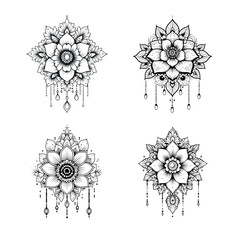 Hand Drawn Ethnic Mandala Pattern Intricate Henna Inspired Decoration