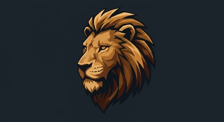 Obraz premium lion head logo on black background