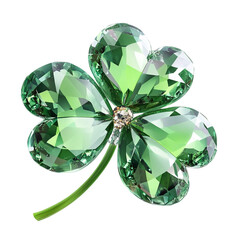 Fototapeta premium Green Crystal Clover Lucky Charm Sparkling Gemstone