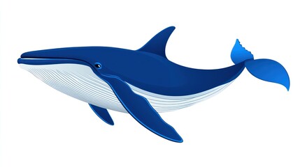 Fototapeta premium Majestic Minke Whale Illustration: A Deep Blue Dive into the Ocean's Depths