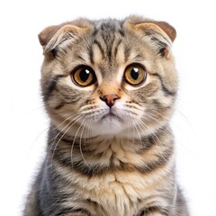 Fototapeta premium adorable scottish fold cat with folded ears isolated on white background