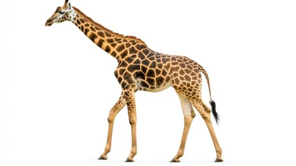 Naklejka premium Majestic Giraffe in Profile: A Stunning Wildlife Portrait