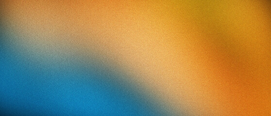 Orange teal yellow color gradient background, with grainy noise texture effect, for poster summer banner backdrop design