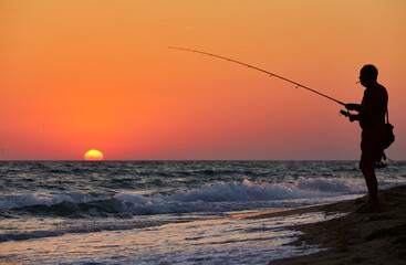 Fisherman's Silhouette at Sunset