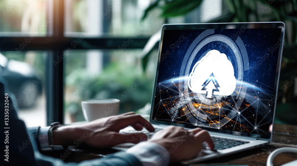 Poster cloud computing software for brisk remote work and personal data storage
