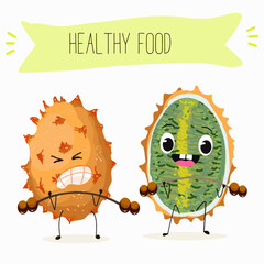 Bael fruit cute funny cheerful characters with different poses and emotions, wood apple whole and sliced. Vector hand drawn illistration.