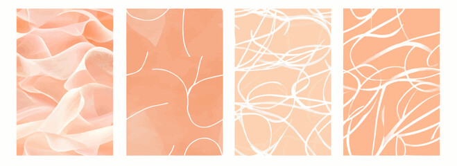 Vector pattern set of elegant abstract white loops on a warm peach blush background