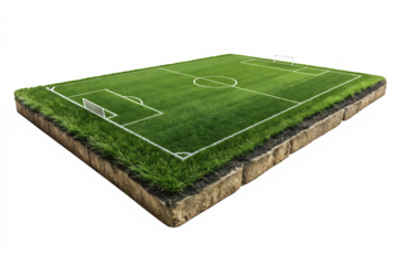 3D Soccer field on free PNG background from above - texture background. AI Generated 
