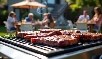 A close-up shot of raw beef being cooked on a charcoal grill with visible flames