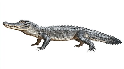 Naklejka premium American Alligator Profile: A Detailed Illustration of a Juvenile Alligator
