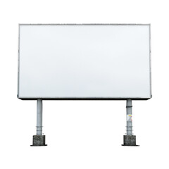 Obraz premium Blank Advertisement Billboard on Two Concrete Pillars Against White Background