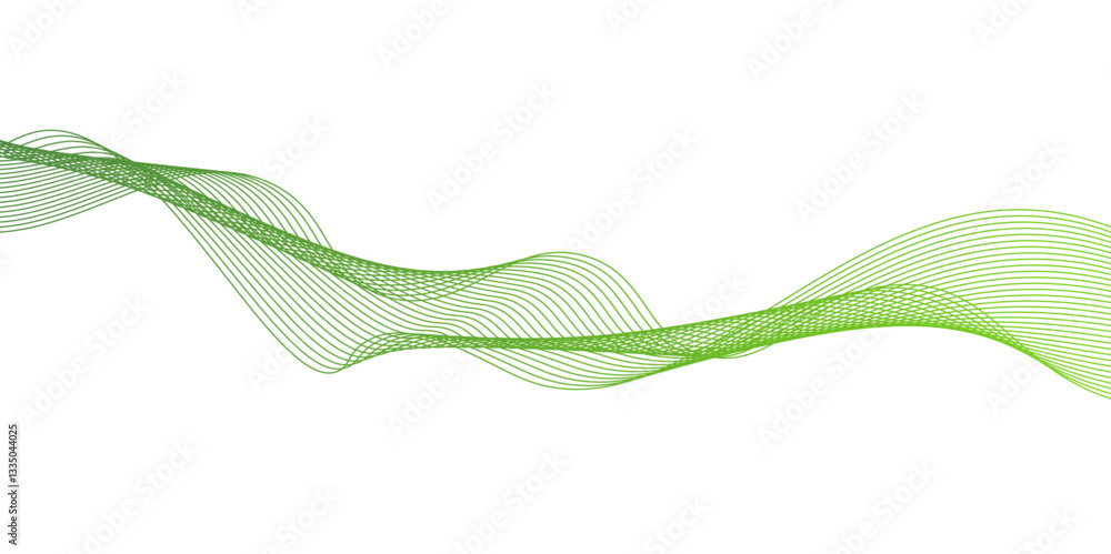 Aufkleber abstract green wave line background with flowing curves and dynamic mesh pattern.green wave lines an