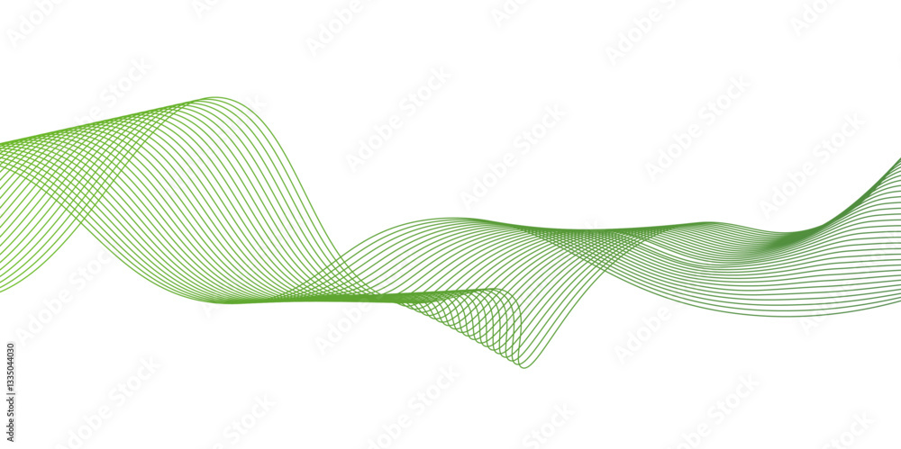 Aufkleber abstract green wave line background with flowing curves and dynamic mesh pattern.green wave lines an