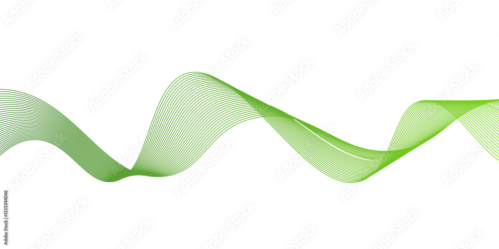 Poster abstract green wave line background with flowing curves and dynamic mesh pattern.green wave lines an
