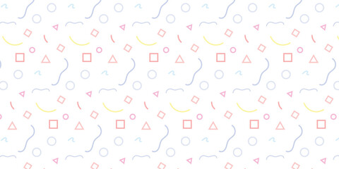 simple design pattern with circle, square, triangle and abstract lines with pastel colors. seamless pattern design. seamless pattern design