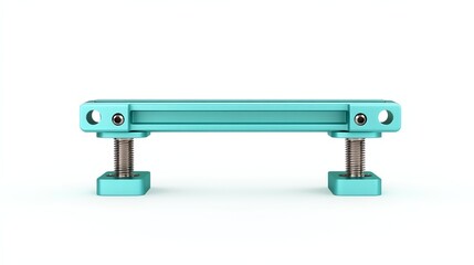 A vibrant aqua skateboarding rail against a white isolated background.