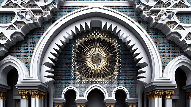 Ornate architectural detail with mosaic and gold accents.