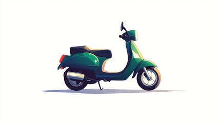 Green scooter illustration, side view, against white background, for a vehicle design catalog