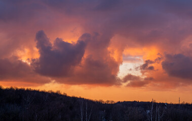 Obraz premium red sky with clouds