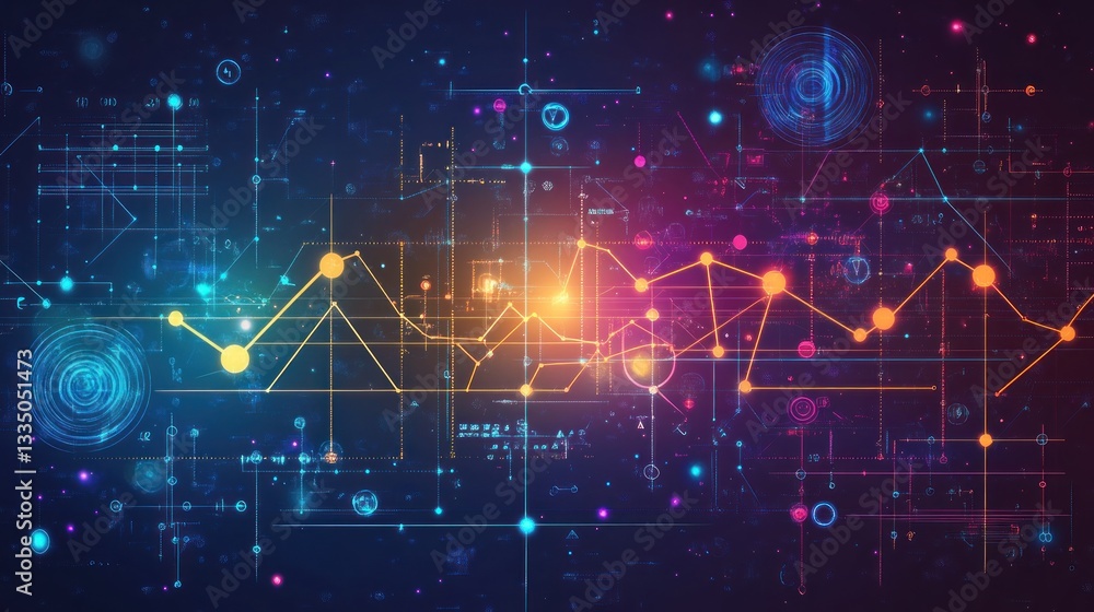 Aufkleber abstract digital network data visualization: futuristic technology background