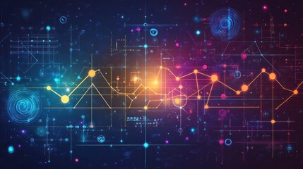 Obraz premium Abstract Digital Network Data Visualization: Futuristic Technology Background