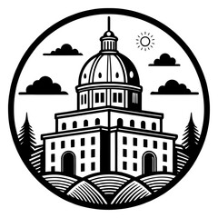 Stylish Black and White Capitol Building Emblem