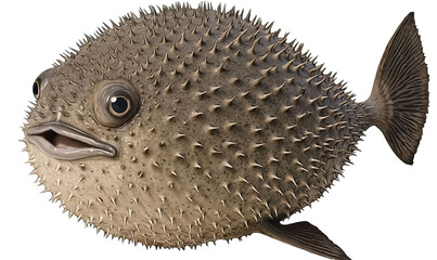 Obraz premium Whimsical Close-Up of a Realistic Pufferfish with Sharp Spines and Expressive Features