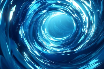 A dynamic swirling tunnel composed entirely of liquid blue materials