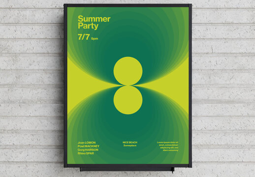 Abstract Green Yellow Summer Party Poster Template