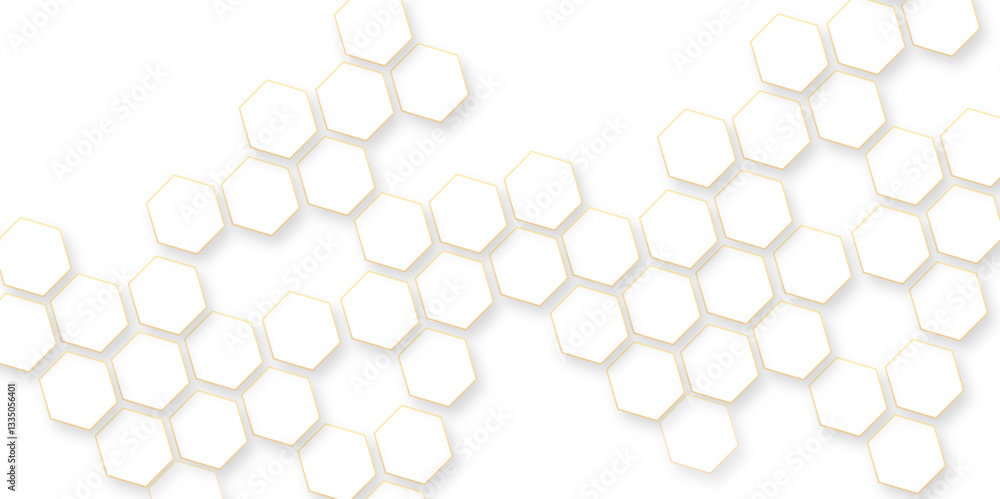 Aufkleber abstract white vector wallpaper with hexagon grid, clear pattern abstract background hexagon white, 