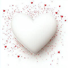 White Heart Shape Surrounded by Red Heart Confetti Romantic Valentine s Day Design