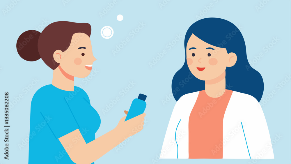 Poster practitioner and patient interaction a depiction of a practitioner explaining the microneedling proc