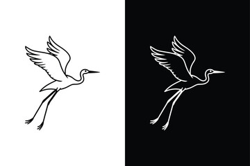 Obraz premium Stork flying icon vector on White Background ,Vector Art Illustration on white background.