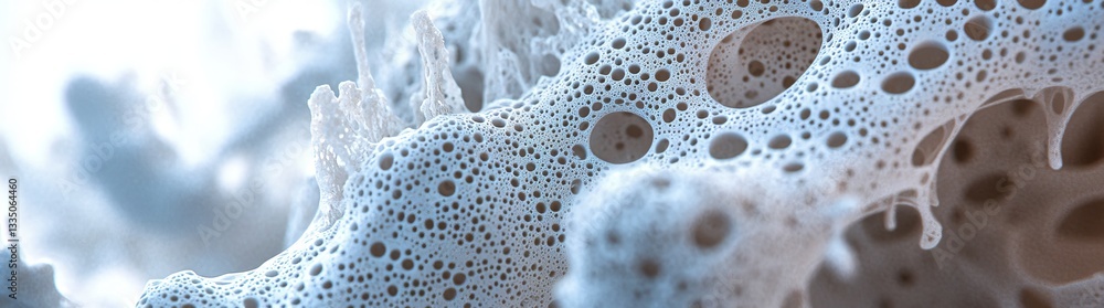 Poster a zoomed-in perspective of intricate, organic motifs that resemble cell structures, presenting a sub