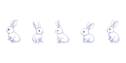 Obraz premium Pack Realistic Cute Rabbit Against Transparent Background for Pet Branding, Easter Designs, or Animal-Themed Illustrations