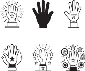 Victory Hand Icons – Success, Power, and Achievement Symbols on white background