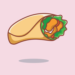 Cute kebab vector illustration. Kebab wrap durum icon.