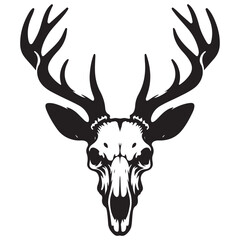Deer head skull vector Silhouette