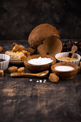 Various sugar replacement, healthy sweetener concept