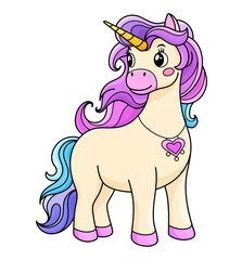 Unicorn cartoon. Vector illustration isolated on a white background.