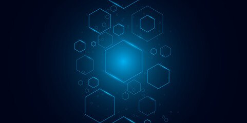 Abstract Technology-Inspired Honeycomb Grid in Neon Blue. Abstract futuristic technology background. Hexagon. Technology. 