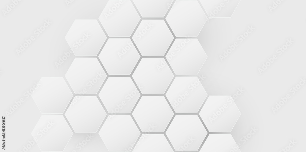 Aufkleber abstract white hexagon geometric background for digital design. modern 3d hexagonal tile pattern, cl