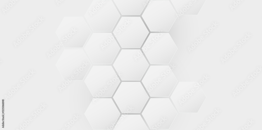 Aufkleber abstract white hexagon geometric background for digital design. modern 3d hexagonal tile pattern, cl