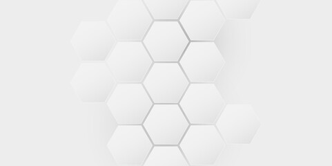 Abstract White Hexagon Geometric Background for Digital Design. Modern 3D Hexagonal Tile Pattern, Clean and Futuristic Look. Vector. Illustration. Hexagon. 