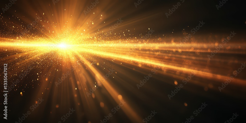Aufkleber bright golden rays and particles create a stunning visual effect in a dark background