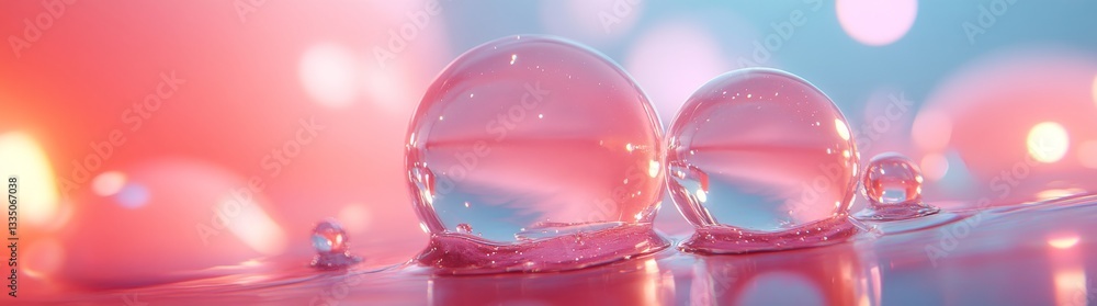 Poster a close-up image of multicolored soap bubbles, featuring a dreamy, soft-focus backdrop that emphasiz