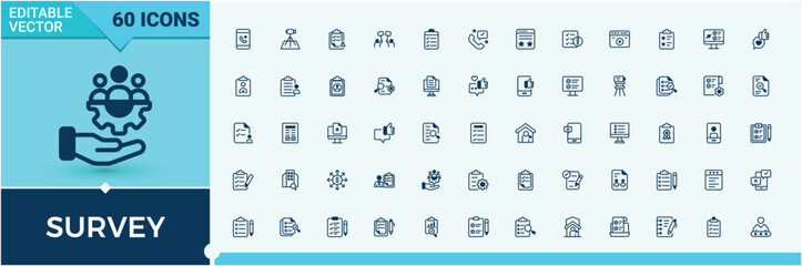 Survey linear icon. Contains related to review, report, feedback, experience, questionnaire and more. Checklist icon set. Vector line and solid icons. Pixel perfect.
