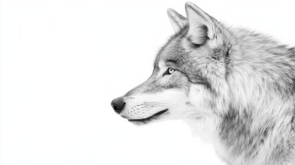 Fototapeta premium Majestic Gray Wolf in Profile: A Black and White Portrait