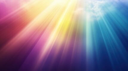 Colorful Light Rays Illuminating a Cloudy Sky at Dawn or Dusk