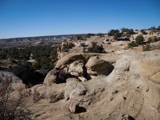 Natural Arch formation in desert landscape in Farmington New Mexico